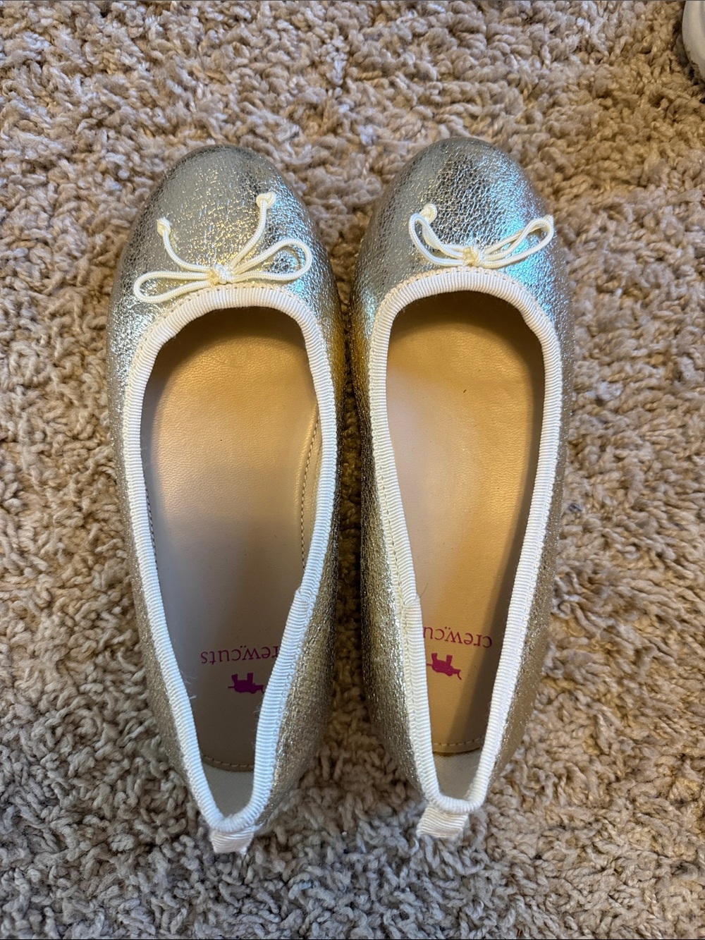 Crewcuts Girls Metallic Gold Ballet Flats with Bow